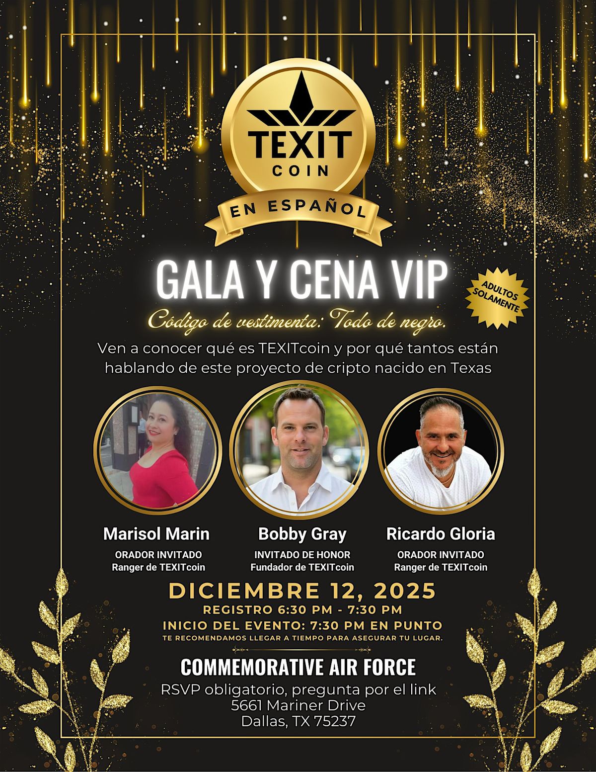 TEXITcoin Gala y Cena VIP en espa\u00f1ol en Dallas, TX