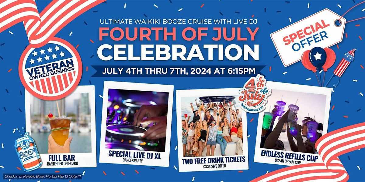 [4th of July Event on Oahu] Waikiki Sunset Party Cruise with Live DJ