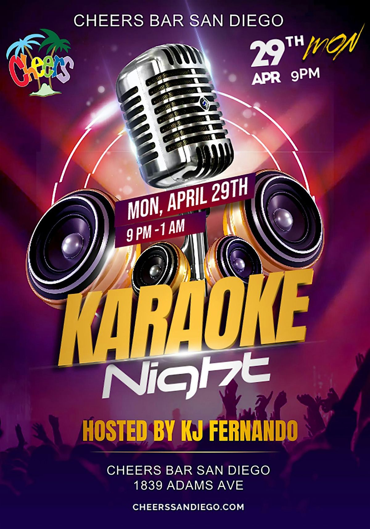 Cheers Bar San Diego Karaoke Night with KJ Fernando