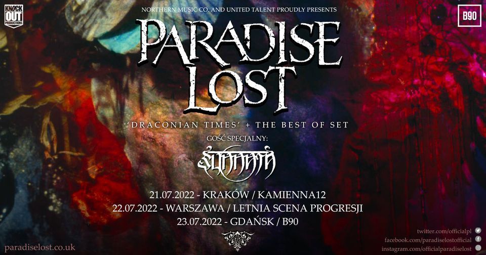 Paradise Lost "Draconian Times & The Best Of Set" + Sunnata \/ 22 VII 2022 \/ Warszawa