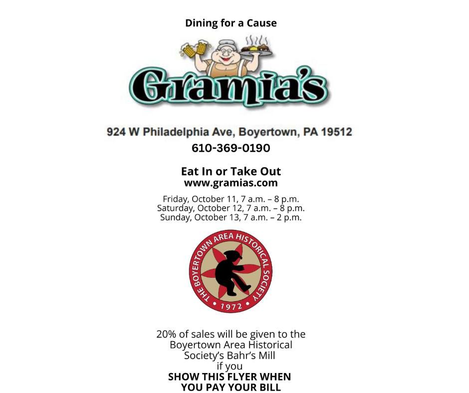 Dining for a Cause at Gramia's (Dine-in or Take-Out) "Flyer is needed"