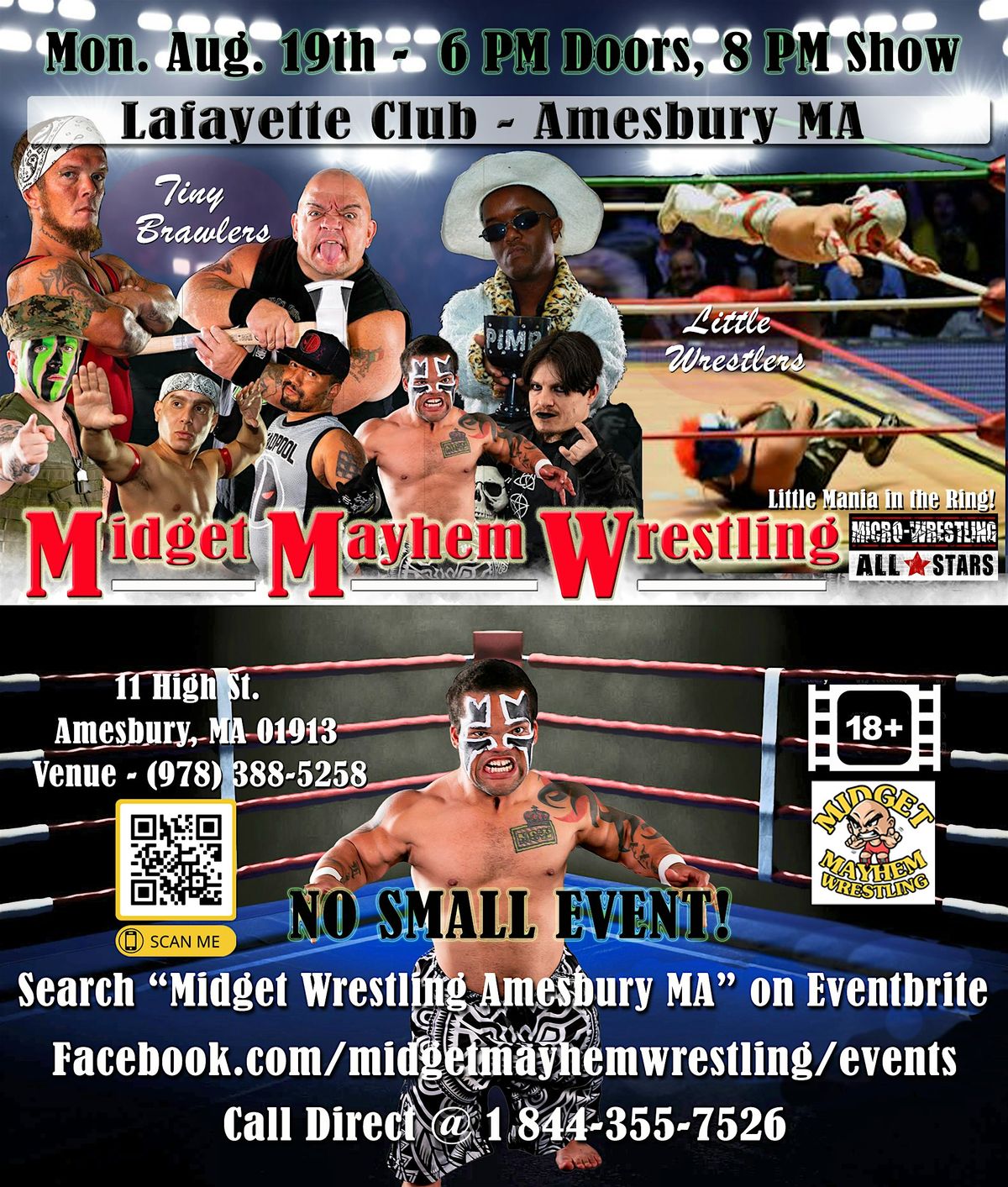 Little Mania Midget Mayhem Wrestling Goes LIVE in Amesbury MA 18+