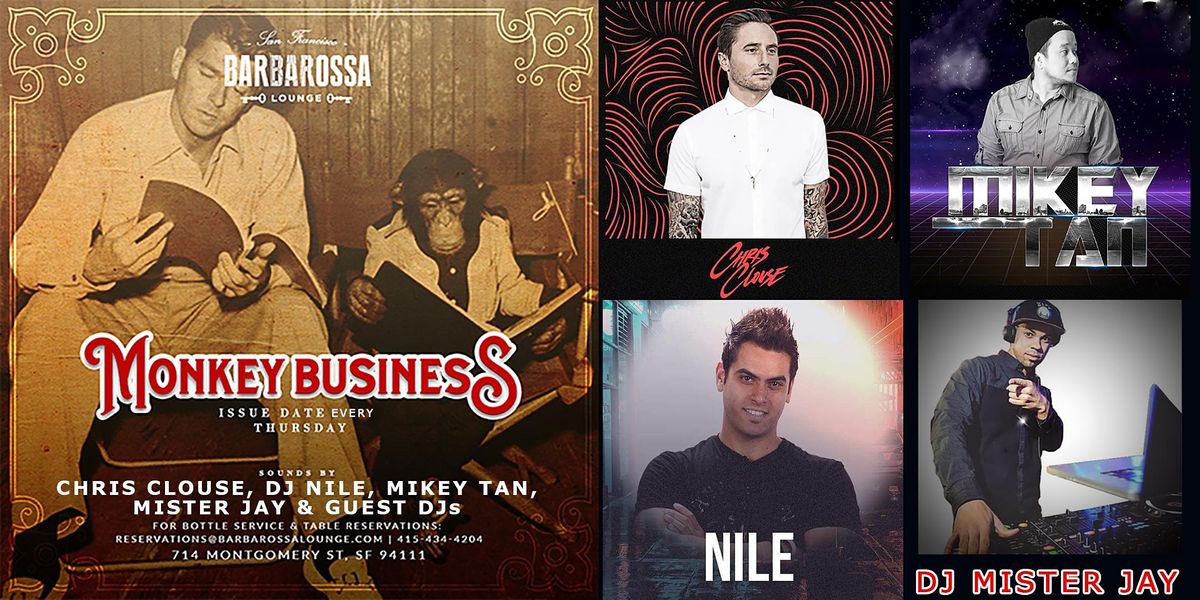 Monkey Business Thursdays featuring Mikey Tan at Barbarossa Lounge