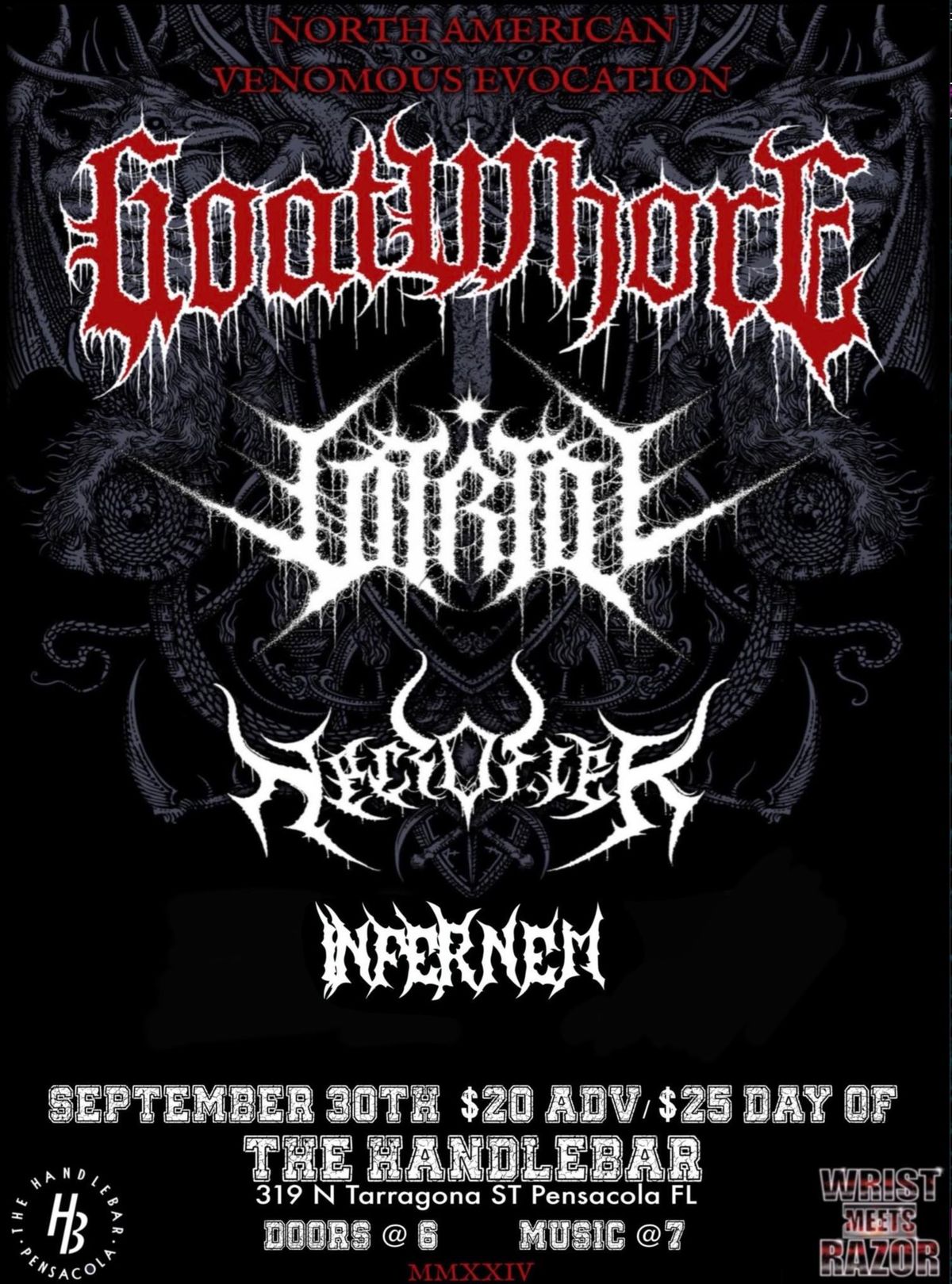 09\/30 Goatwhore, Vitriol, and Necrofier at The Handlebar 