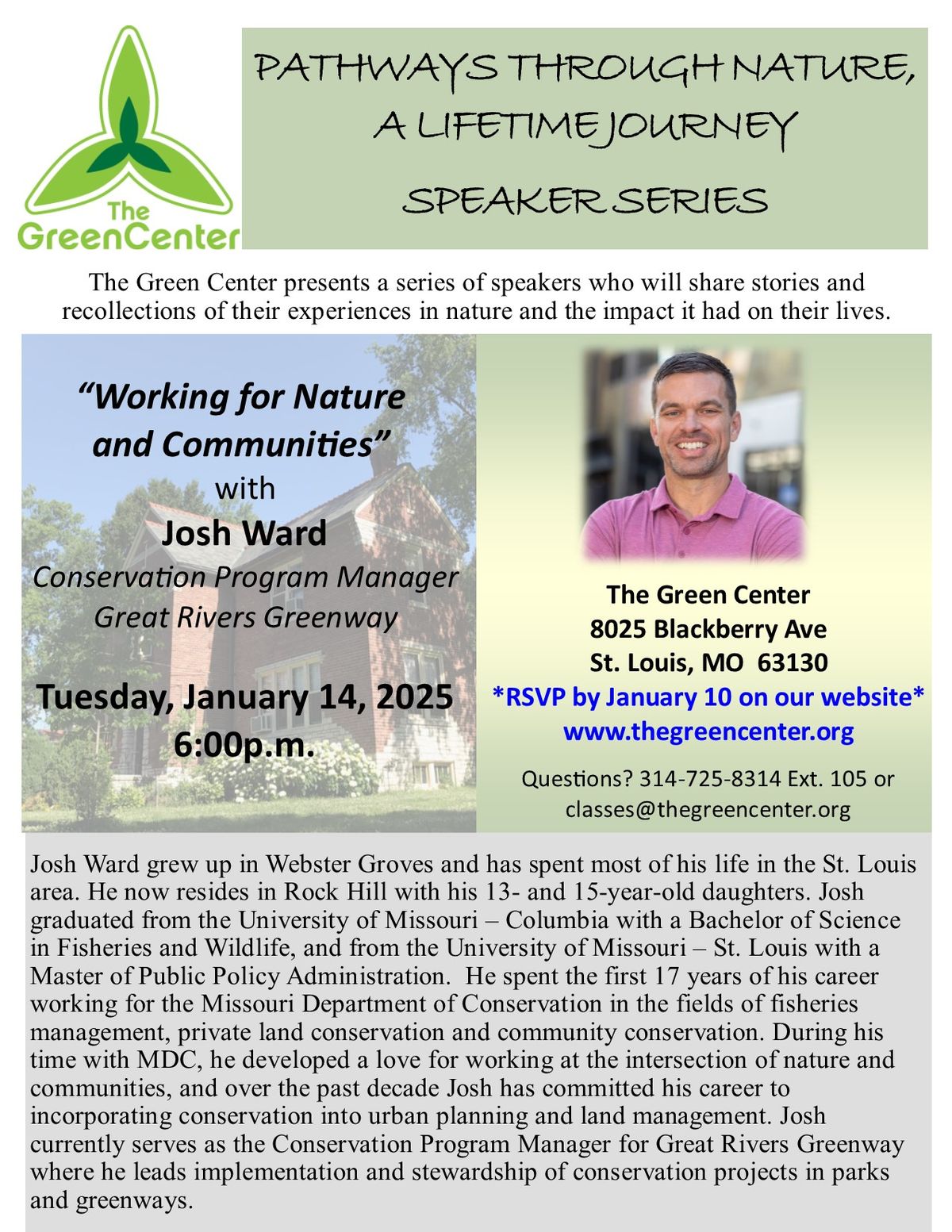 "Pathways Through Nature" Speaker Series with Josh Ward