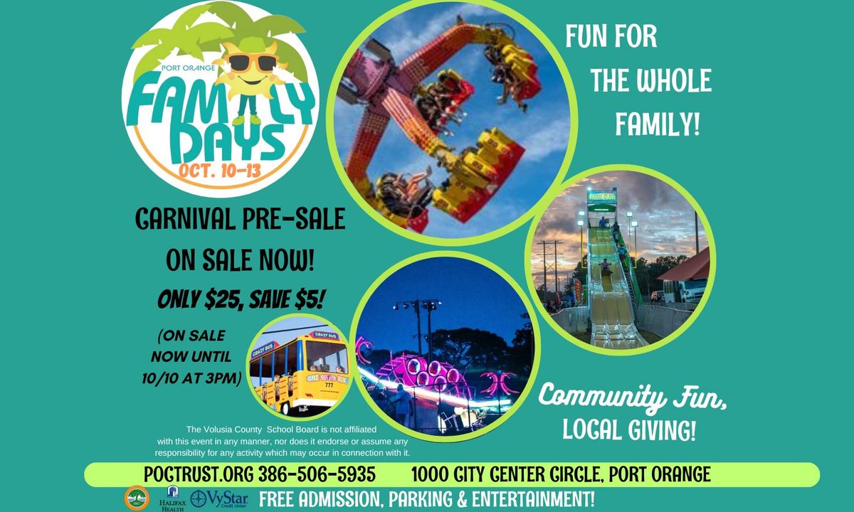 Family Days Carnival Passes PreSale