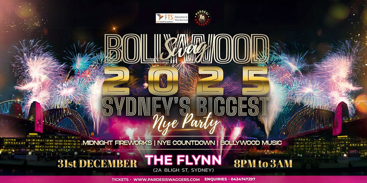 Bollywood Swag 2025-Sydney's Biggest NYE Party With Live Midnight Fireworks