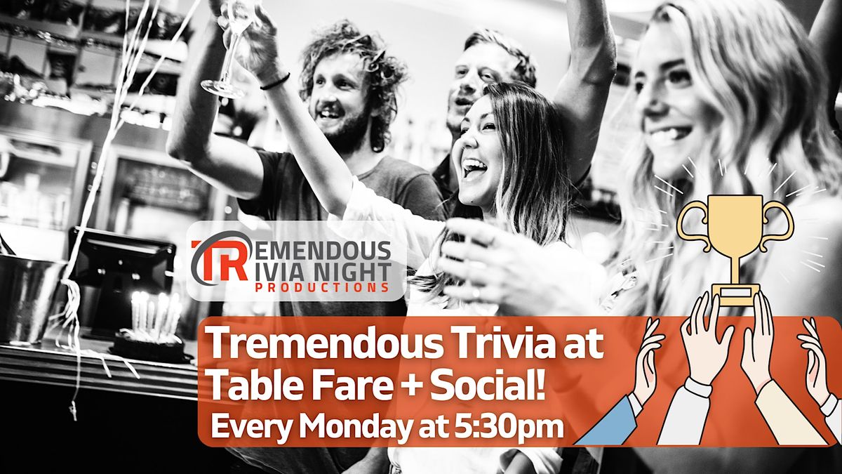 Toronto Monday Night Trivia at TABLE Fare + Social!