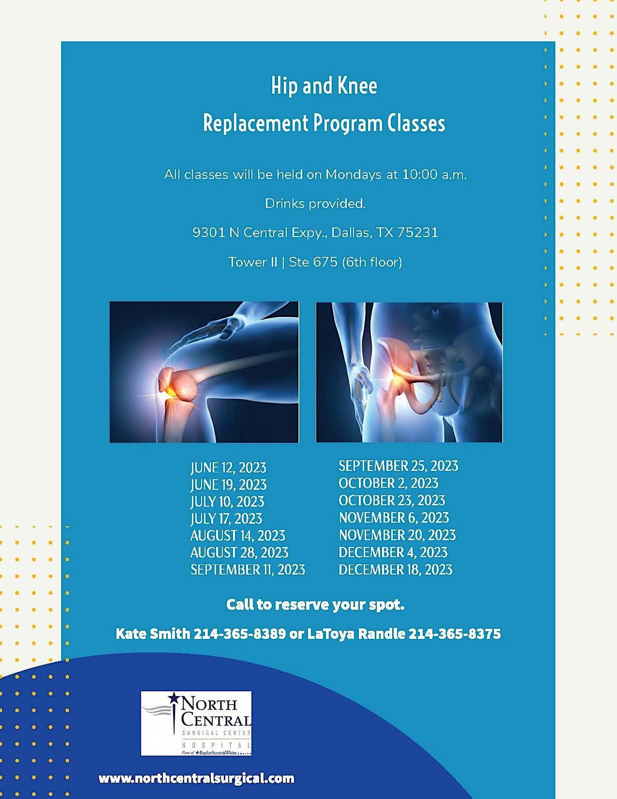 North Central Surgical Center Hip and Knee Replacement Program Class