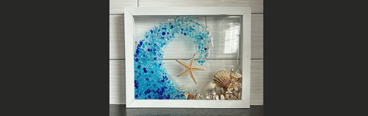 Crushed Glass &. Shells Ocean Wave in Frame Paint Sip Art Class