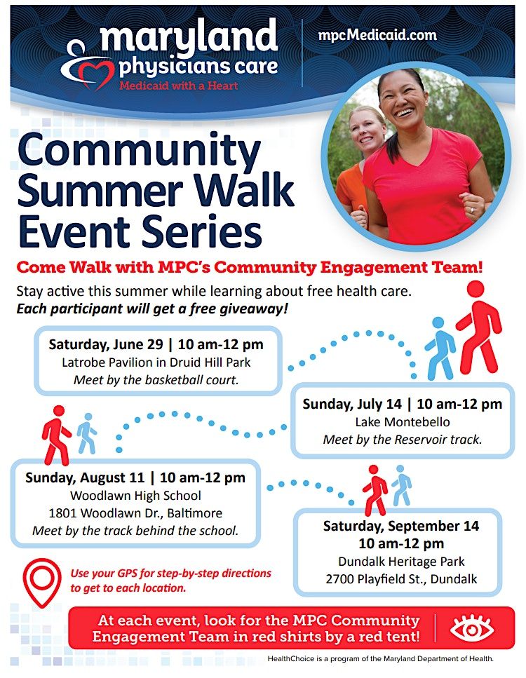 Maryland Physicians Care Community Summer Walk Event at Woodlawn High School Track