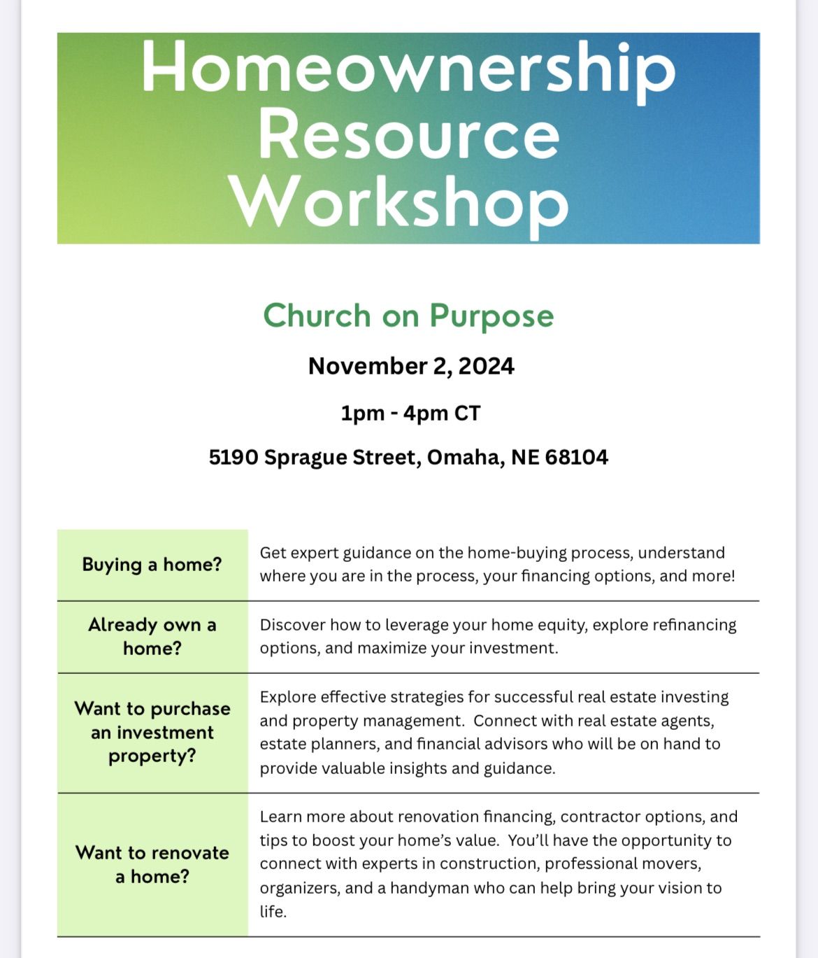 Homeownership Resource Workshop