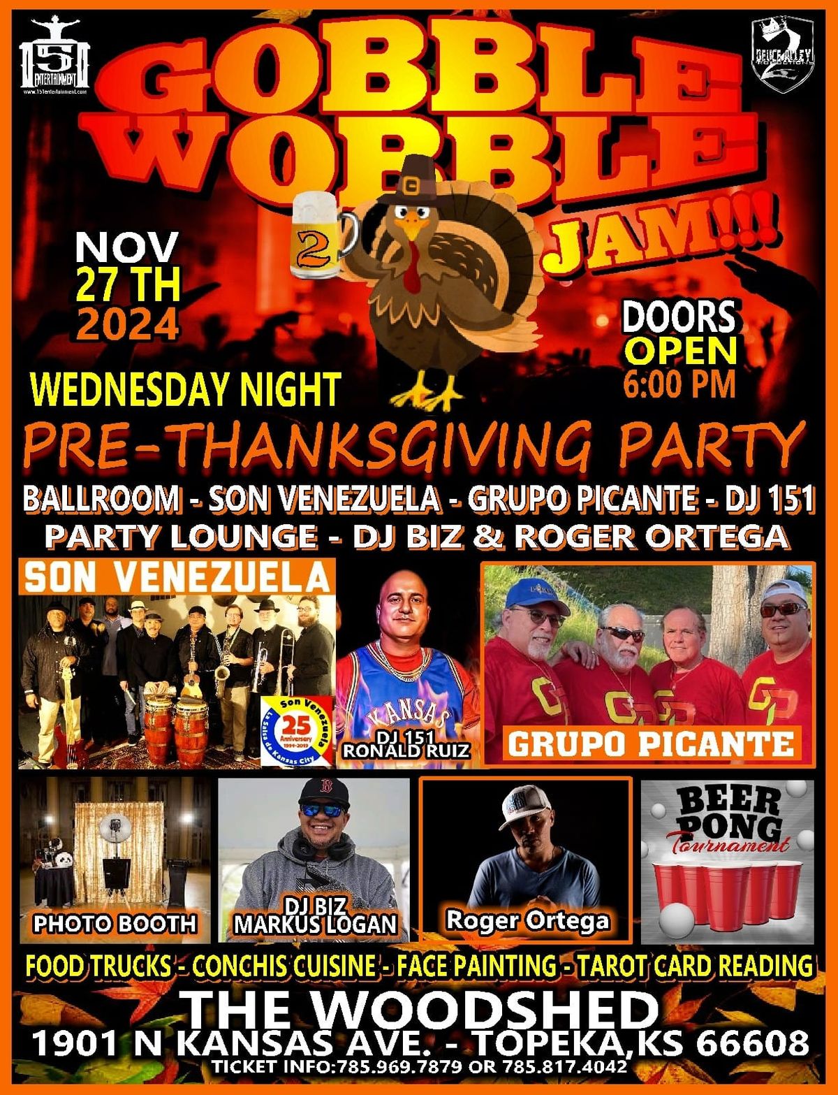 GOBBLE WOBBLE JAM II WED NOV 27TH 2024 @ THE WOODSHED TOPEKA,KS