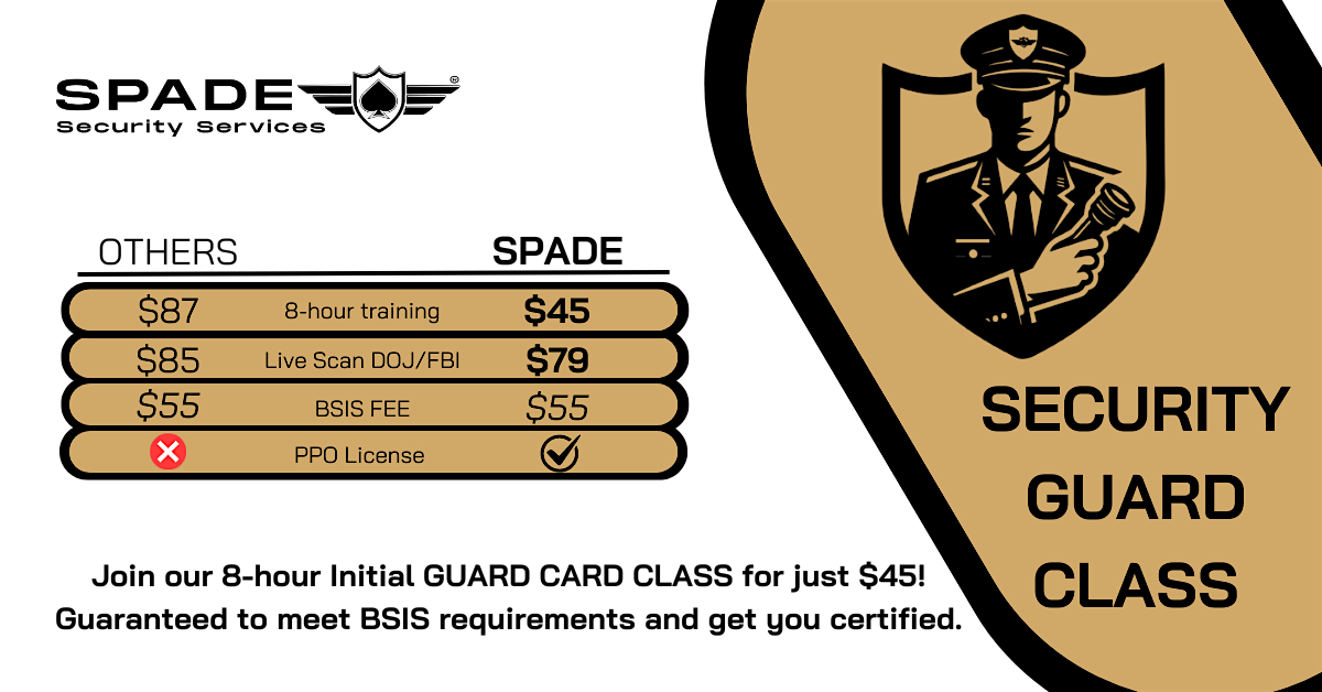 SPADE Security Services: Guard Card  - 28th Sept.