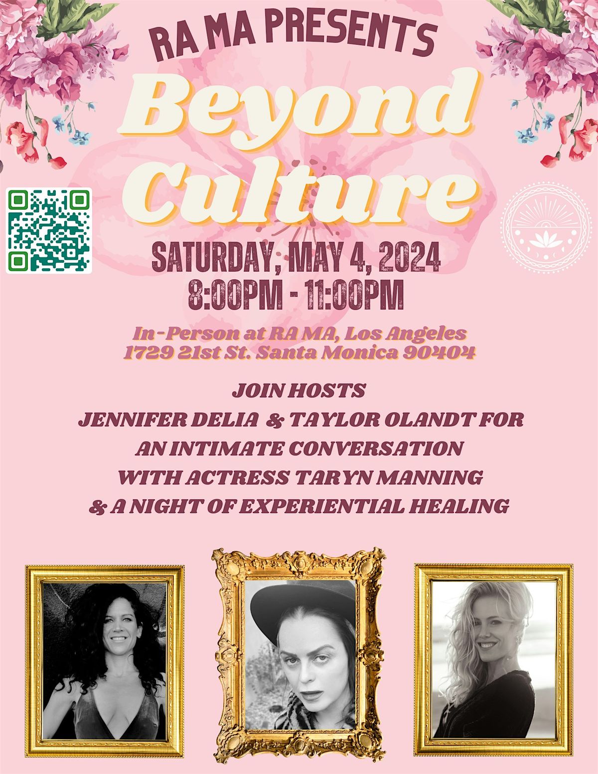 BEYOND CULTURE: AN EVENING WITH TARYN MANNING, HOSTED BY JEN DELIA
