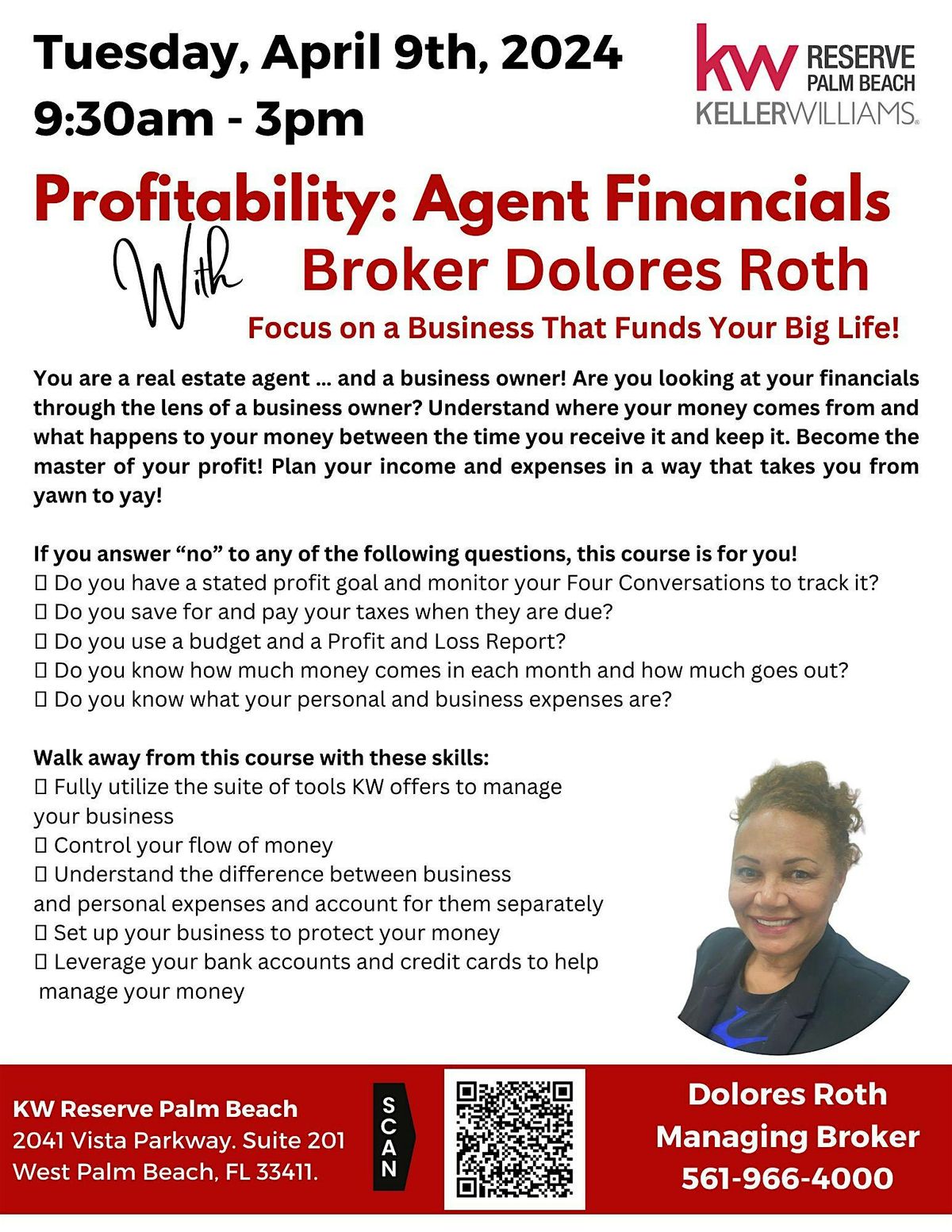 Profitability: Agent Financials w\/ Broker Dolores Roth