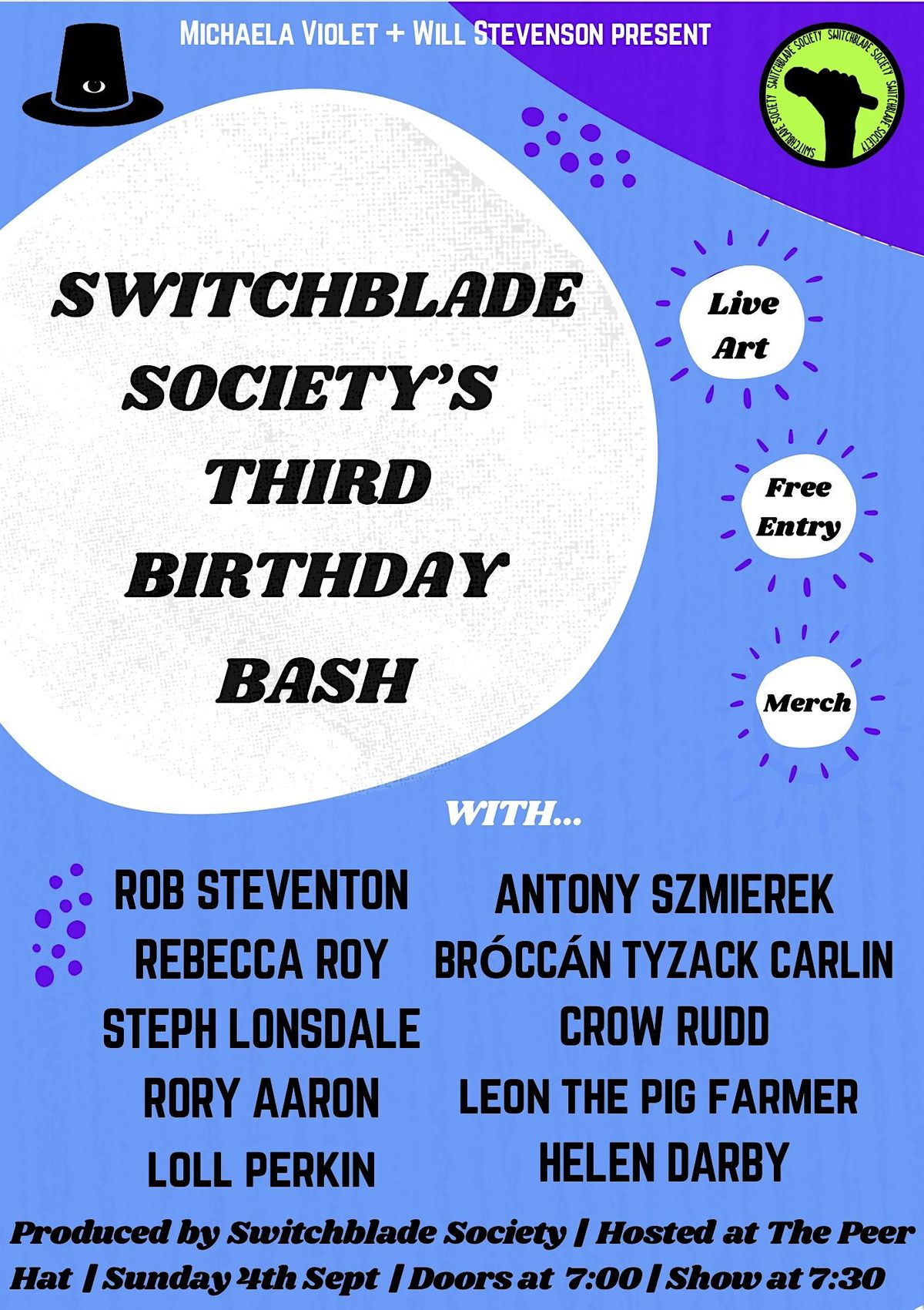 Switchblade Society\u2019s 3rd Birthdy Bash (Poetry Headliners Special)