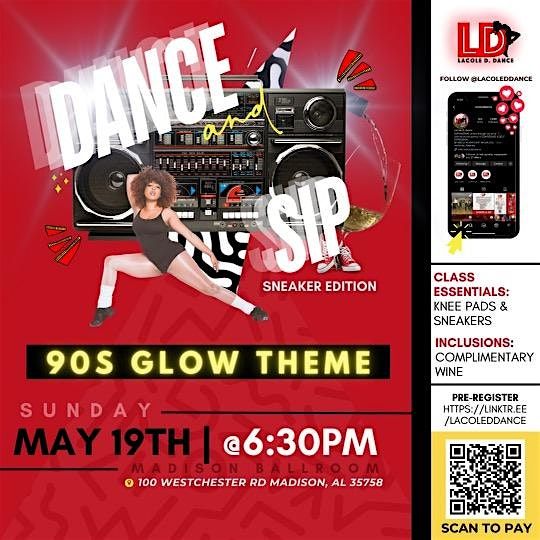 Dance & Sip 90s Glow Theme Sneaker Edition