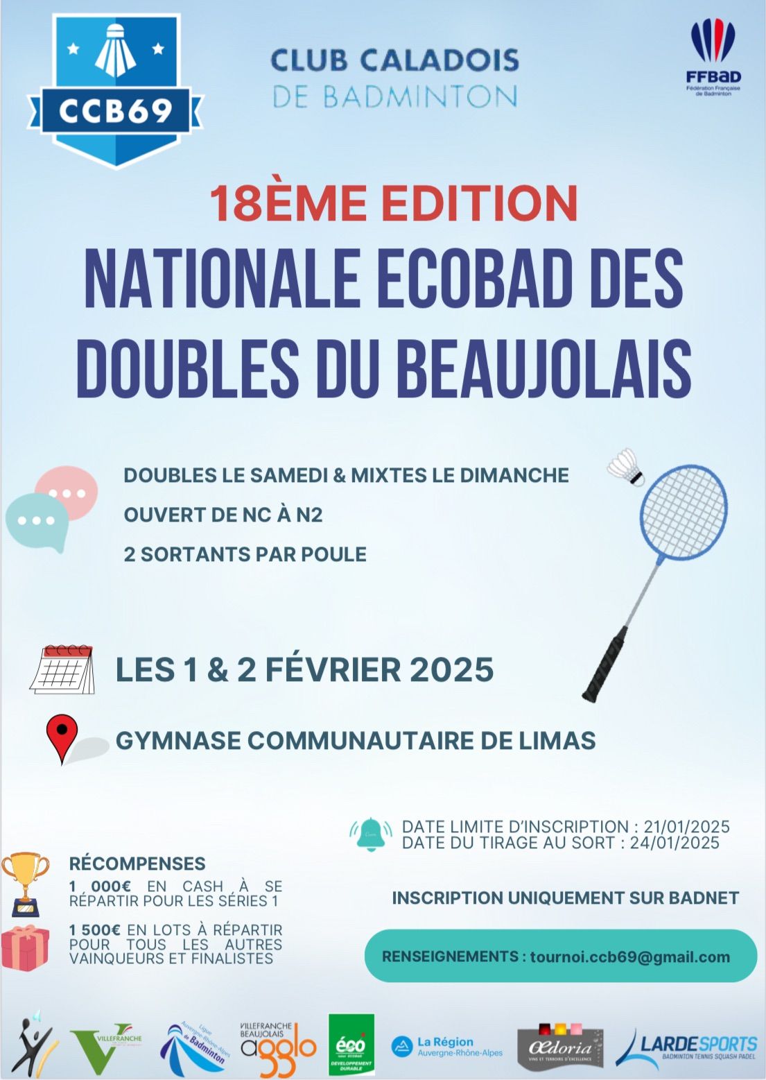 18\u00e8me \u00c9dition Nationale Ecobad des Doubles du Beaujolais