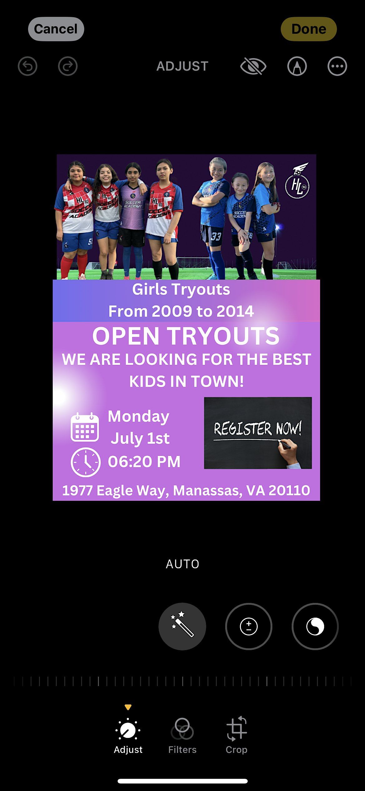 HL92 Girls Tryouts born between 2009 to 2014