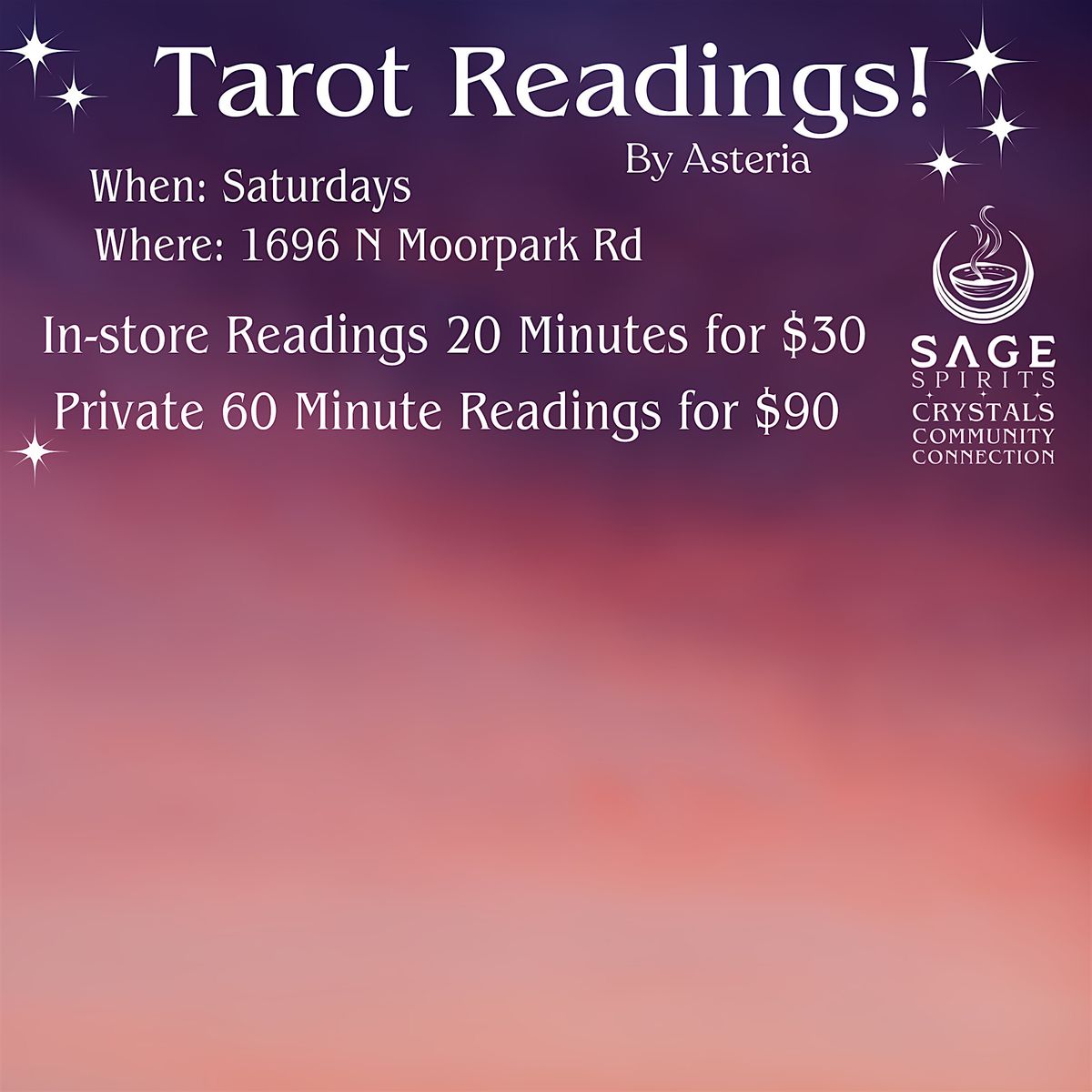 Tarot Readings with Asteria Saturday 7-13