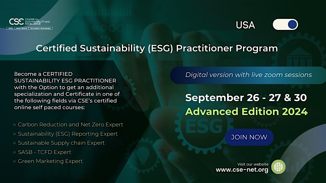 Certified Sustainability (ESG)Practitioner Program, Advanced Edition 2024