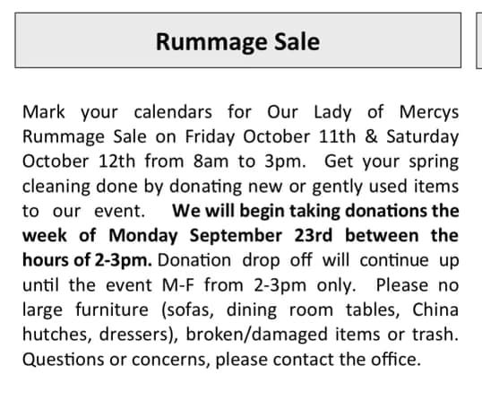 OLM Rummage Sale 