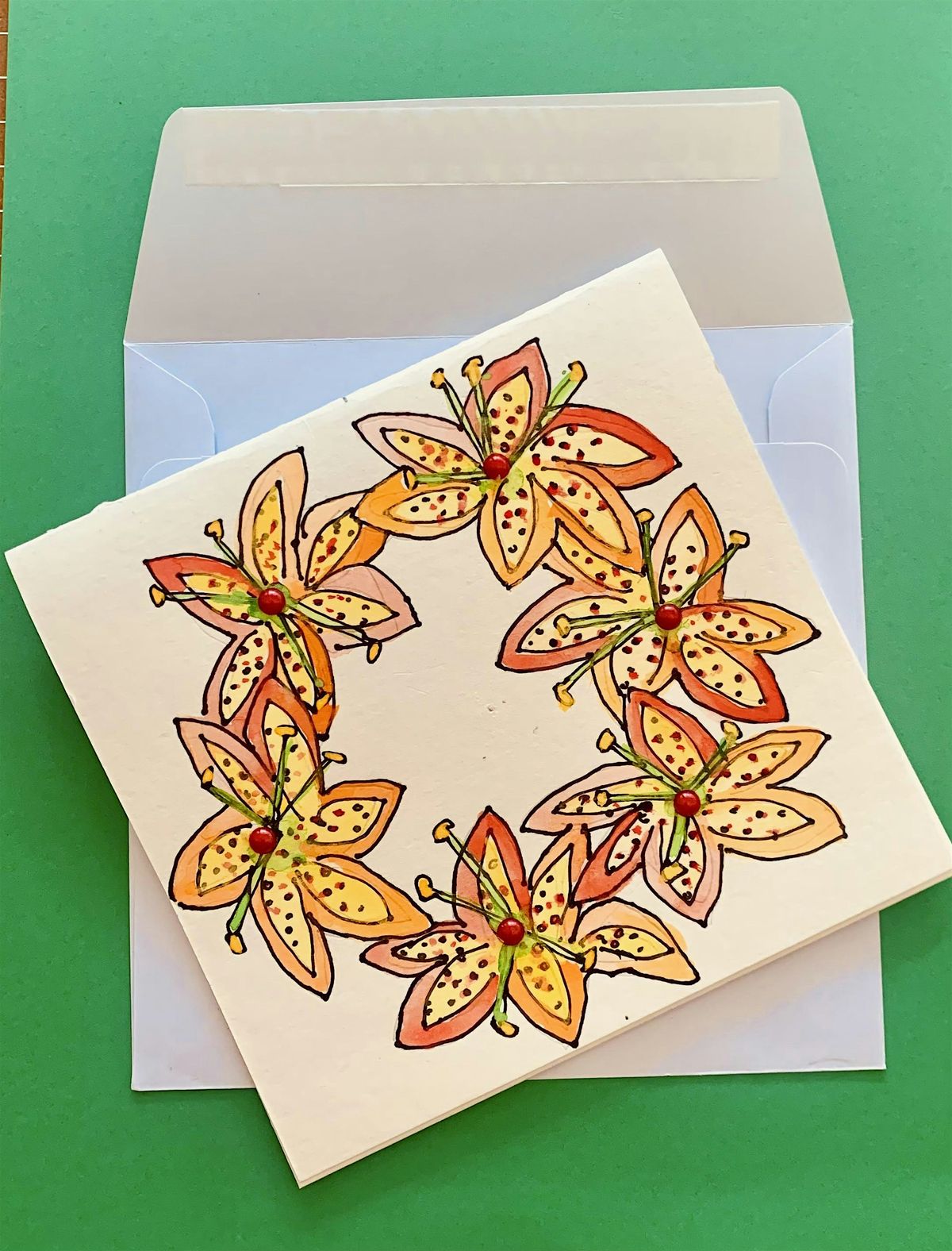 Pine Lily Wreath Card - Art Class (for ages 13+)