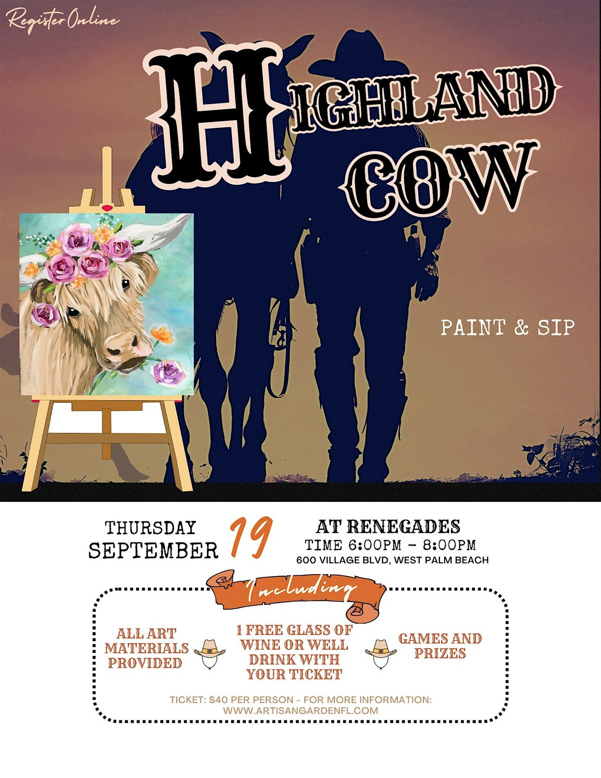 Highland Cow Paint & Sip