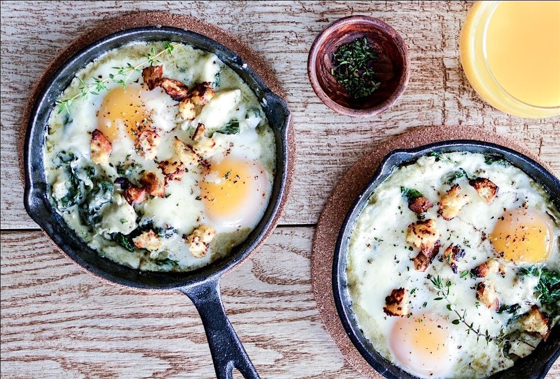 UBS In Person Cooking Class: Creamed Spinach & Mushrooms with Baked Eggs