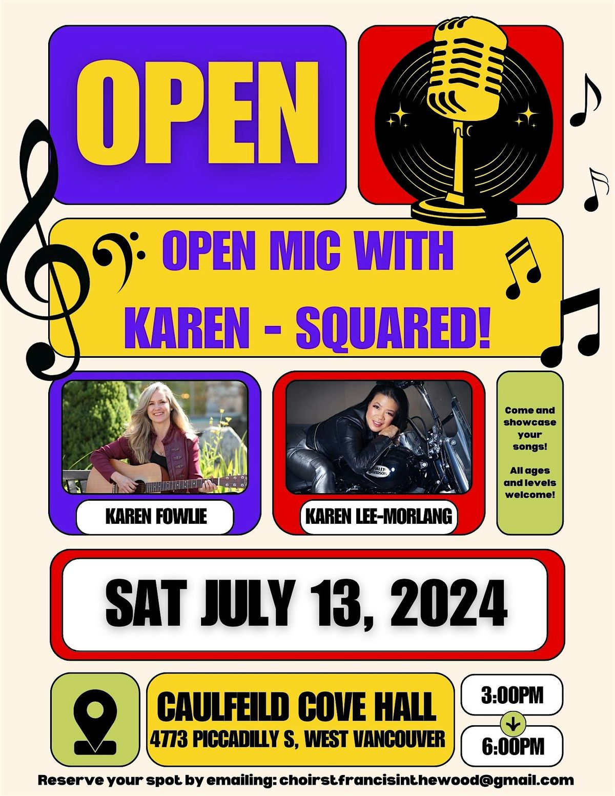 July 13: Open Mic with Karen-squared!