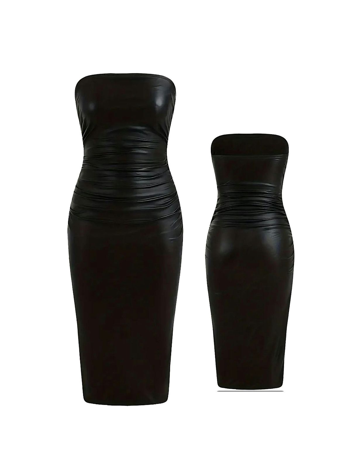 SIP & SEW: FAUX LEATHER BODYCON MIDI DRESS