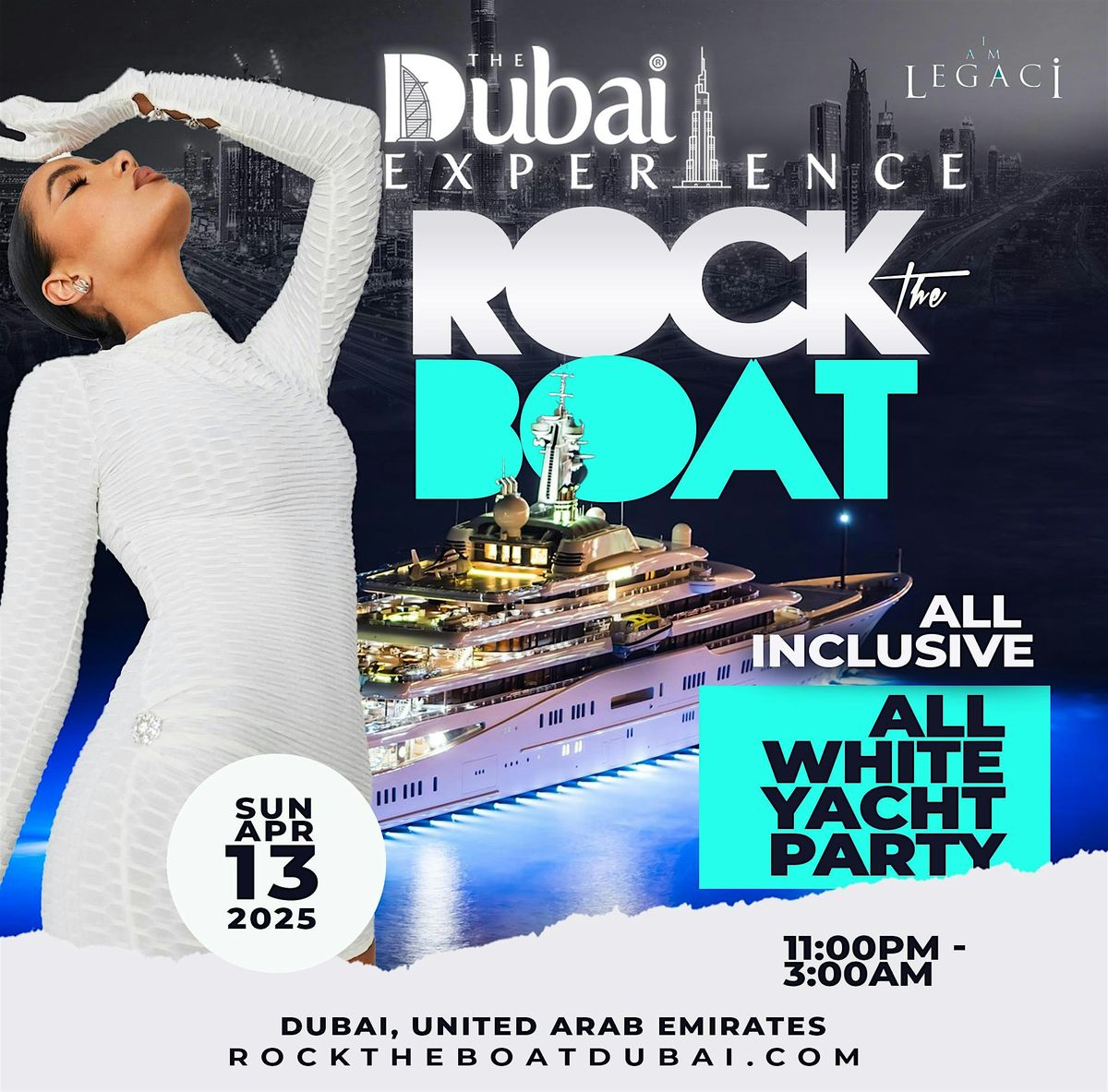 ROCK THE BOAT THE DUBAI EXPERIENCE 2025 ANNUAL ALL WHITE YACHT PARTY