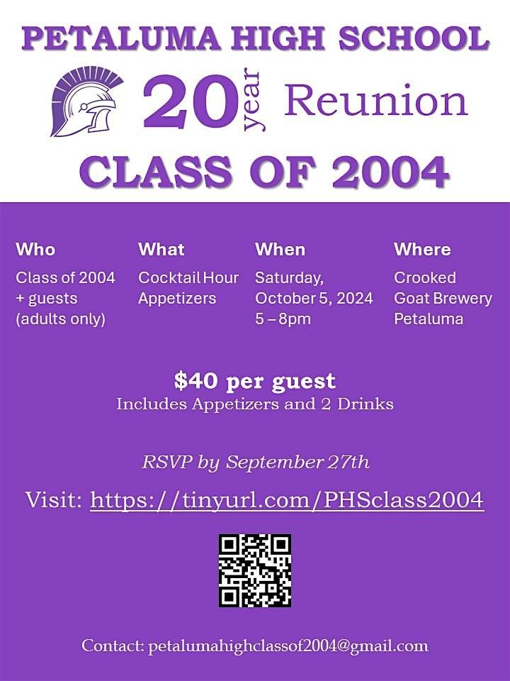 Petaluma High Class of 2004 20 Year Reunion