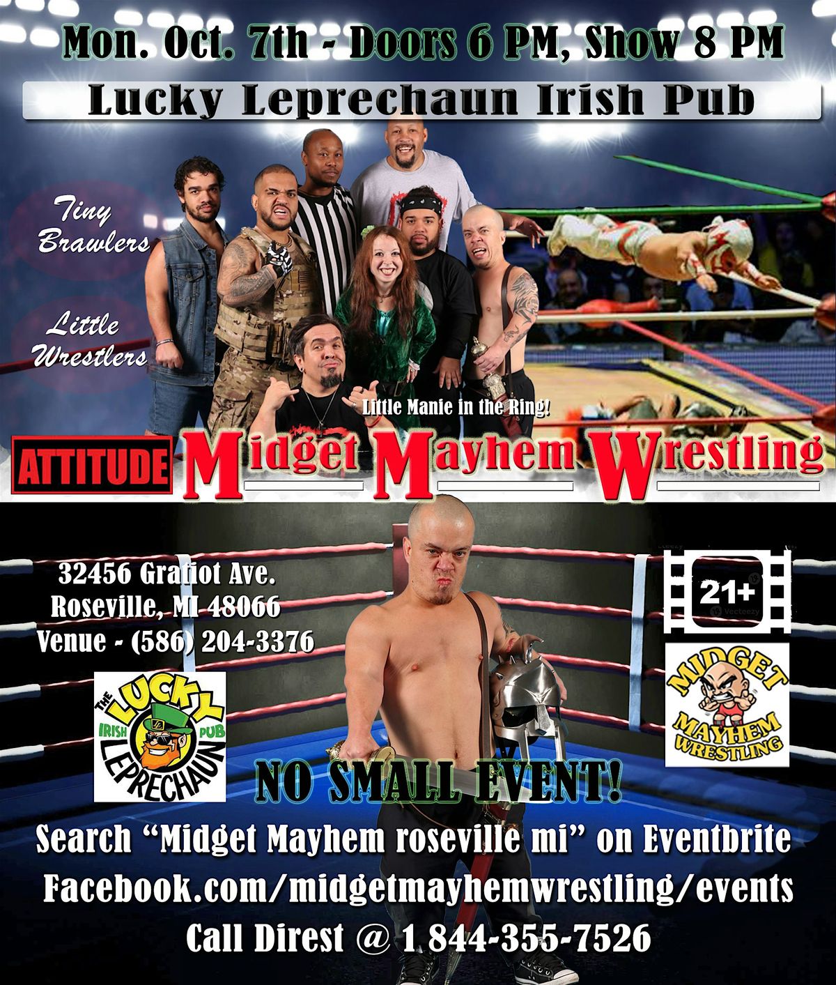 Midget Mayhem Wrestling with Attitude!  Roseville MI 21+