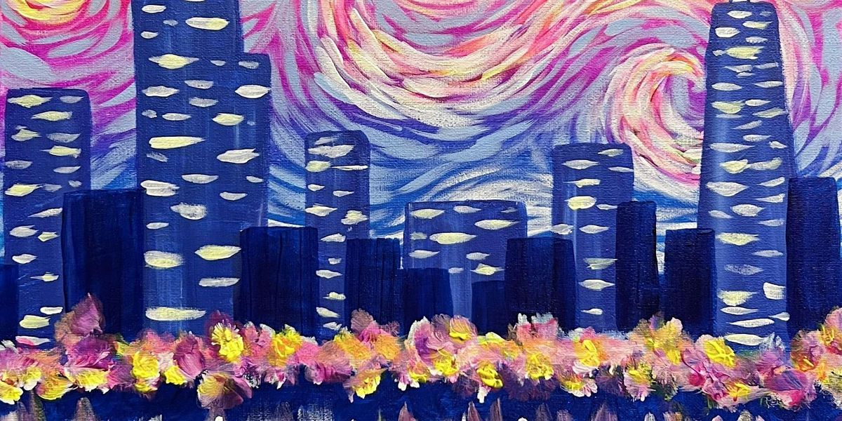 Glowing Starry Night - Chicago - Paint and Sip by Classpop!\u2122