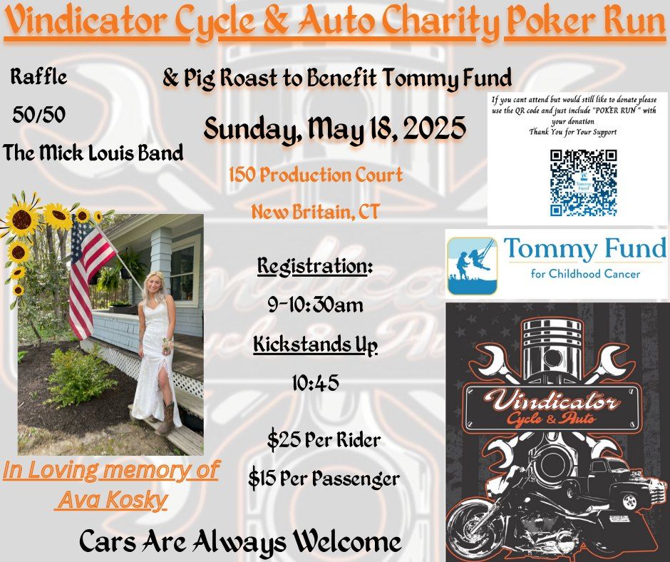 Annual Poker Run and Pig Roast to benefit The Tommy Fund for Childhood Cancer 