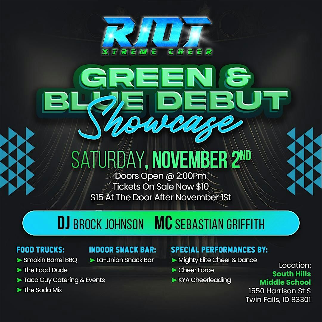 Riot Xtreme Cheer Green & Blue Debut