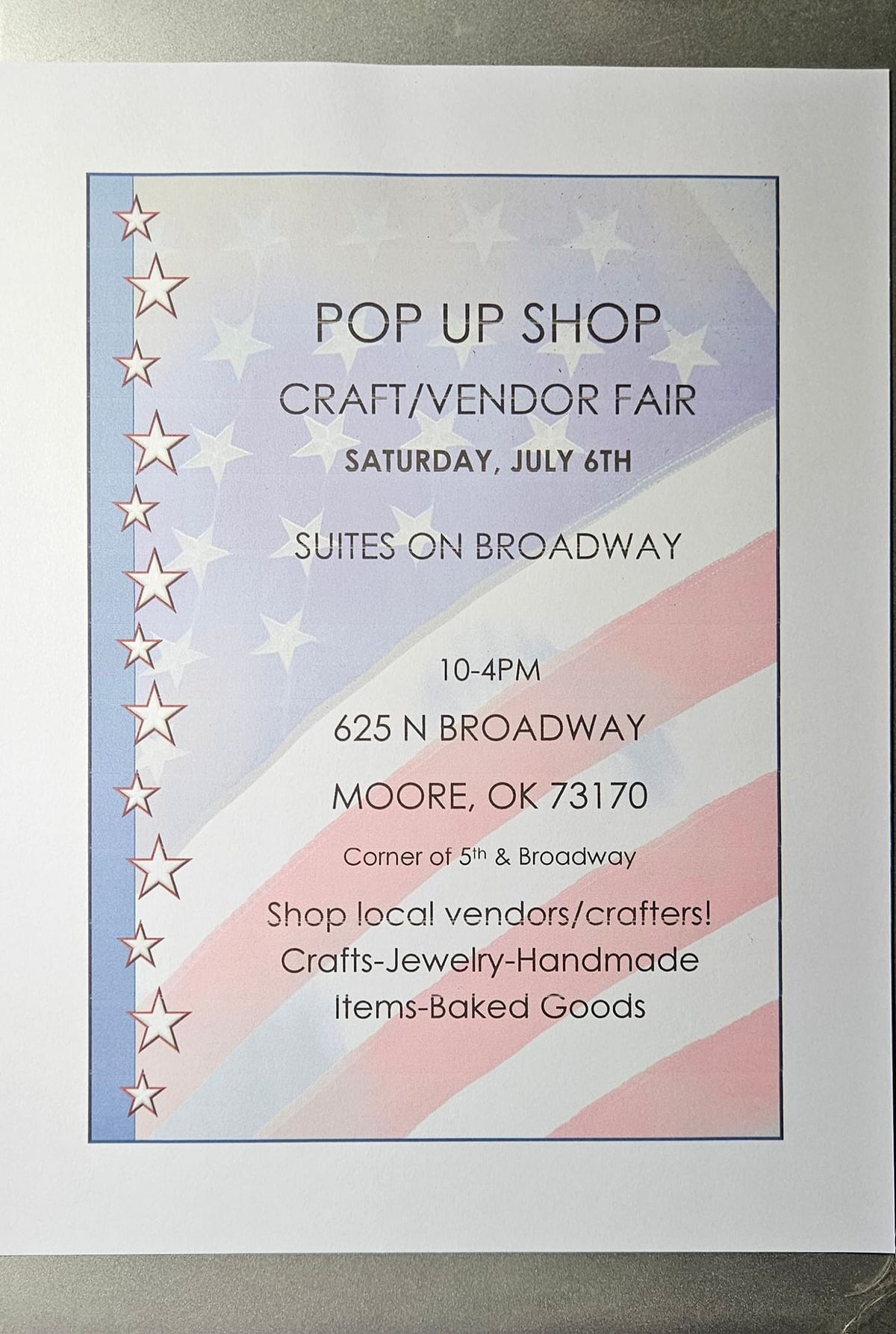 Pop Up Shop Craft\/Vendor Fair 