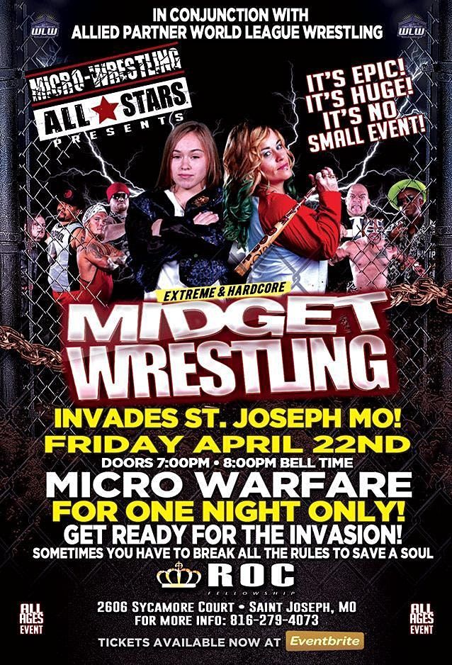 MICROWRESTLING ALL*STARS MIDGET WRESTLING ST. JOSEPHS MISSOURI, ROC