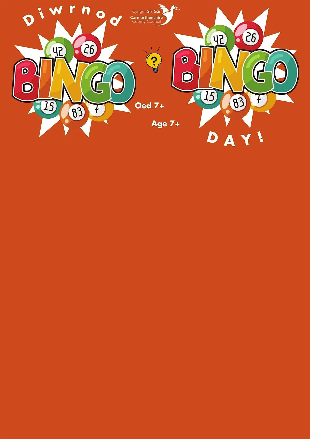 Diwrnod Bingo (Oed 7+) \/ Bingo Day (Age 7+)