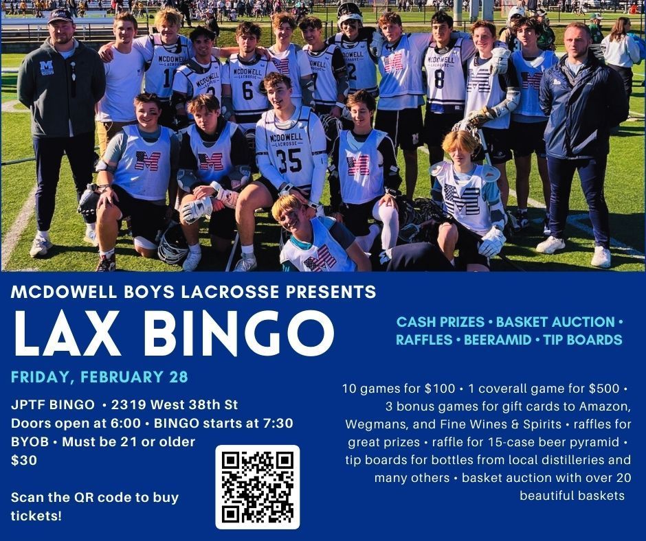 BINGO to benefit McDowell Boys Lacrosse! 