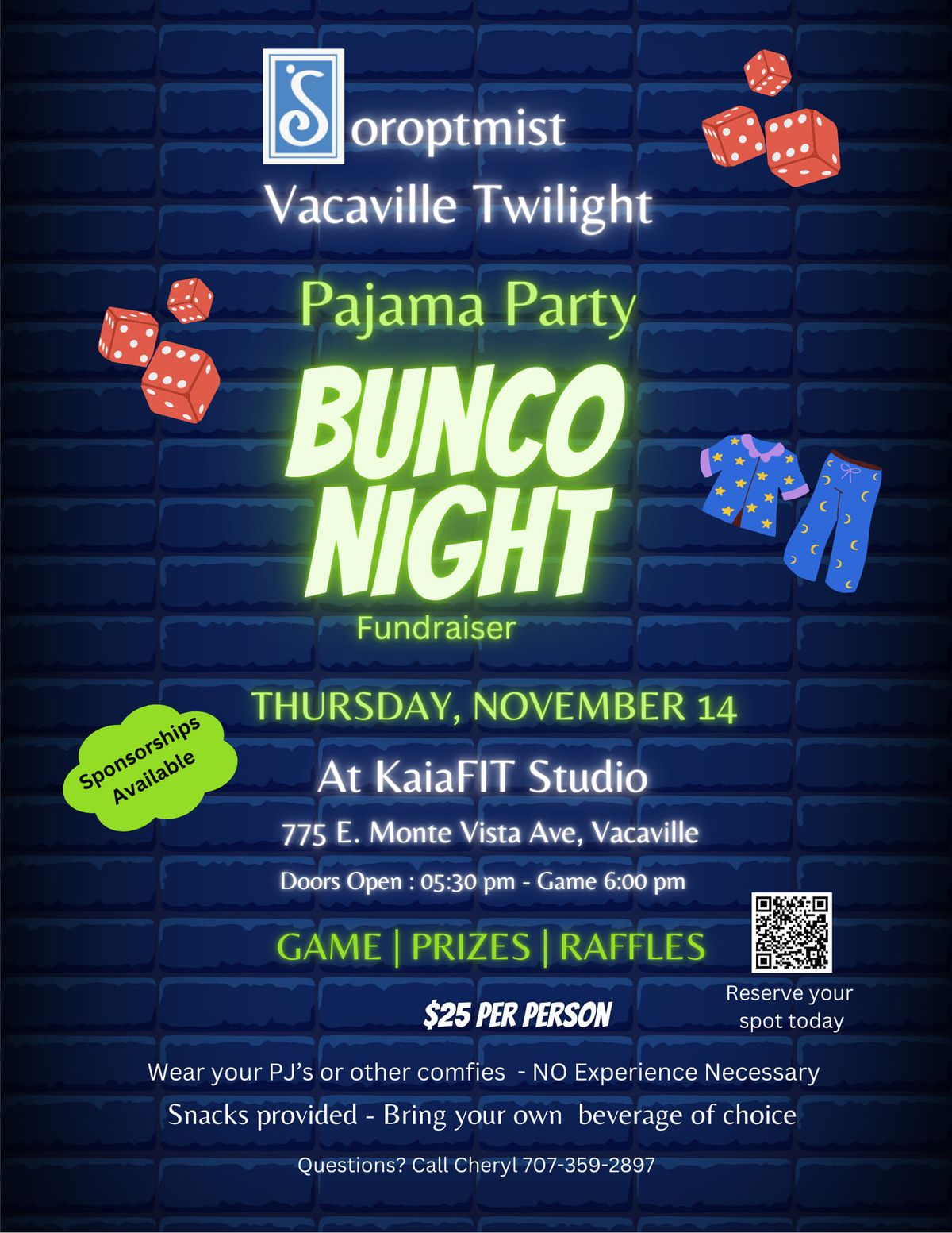 Soroptomist International of Vacaville Twilight Club presents Bunco Night!