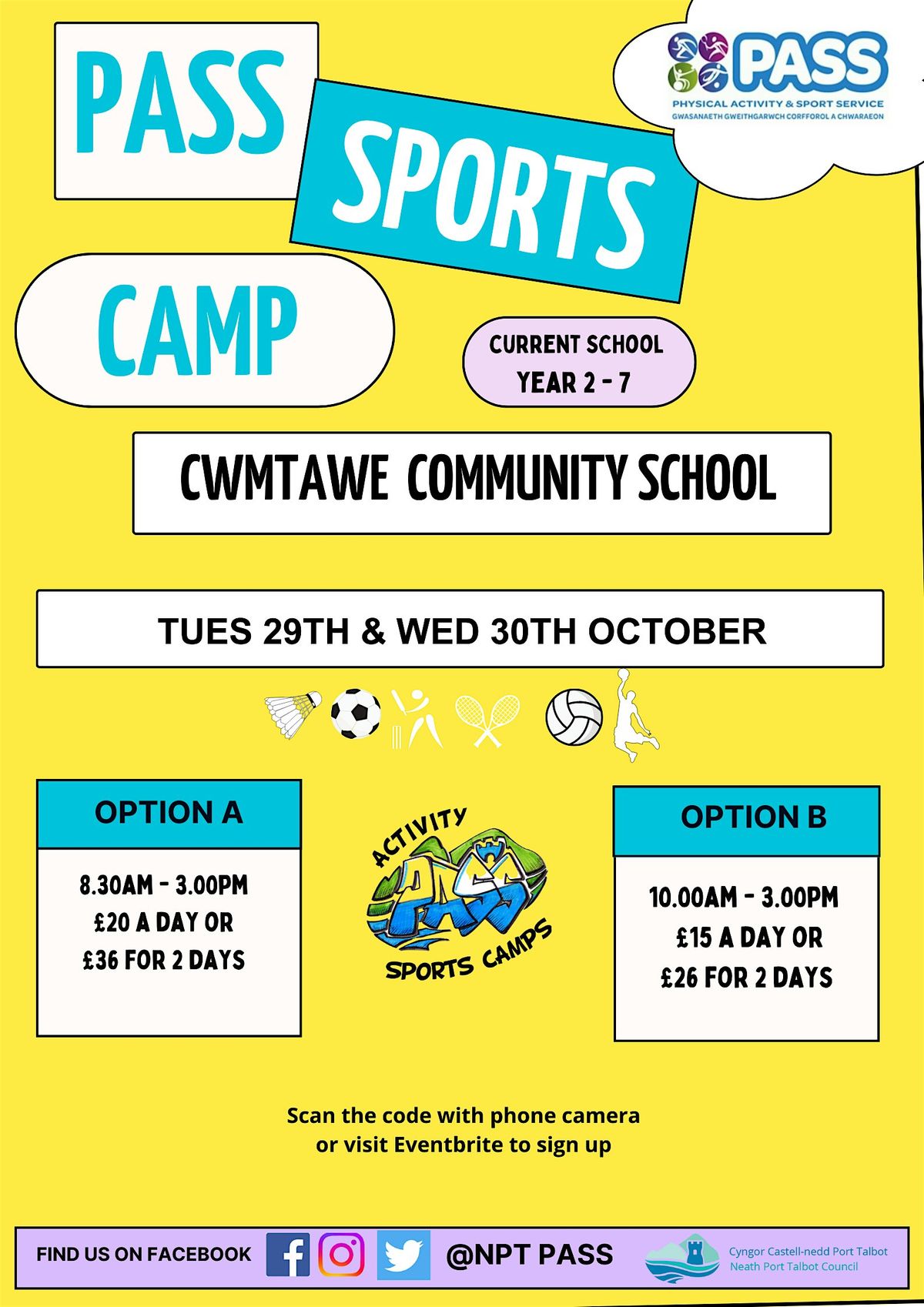 Cwmtawe October Half Term Holiday PASS Camp