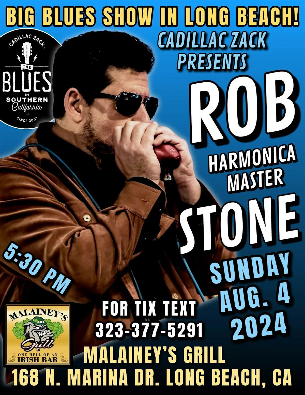 ROB STONE - Blues HARMONICA GREAT from Chicago - in LONG BEACH!