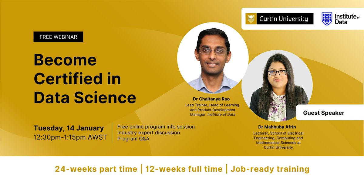 Webinar - Curtin Uni Data Science Program Info Session: January 14, 12:30pm