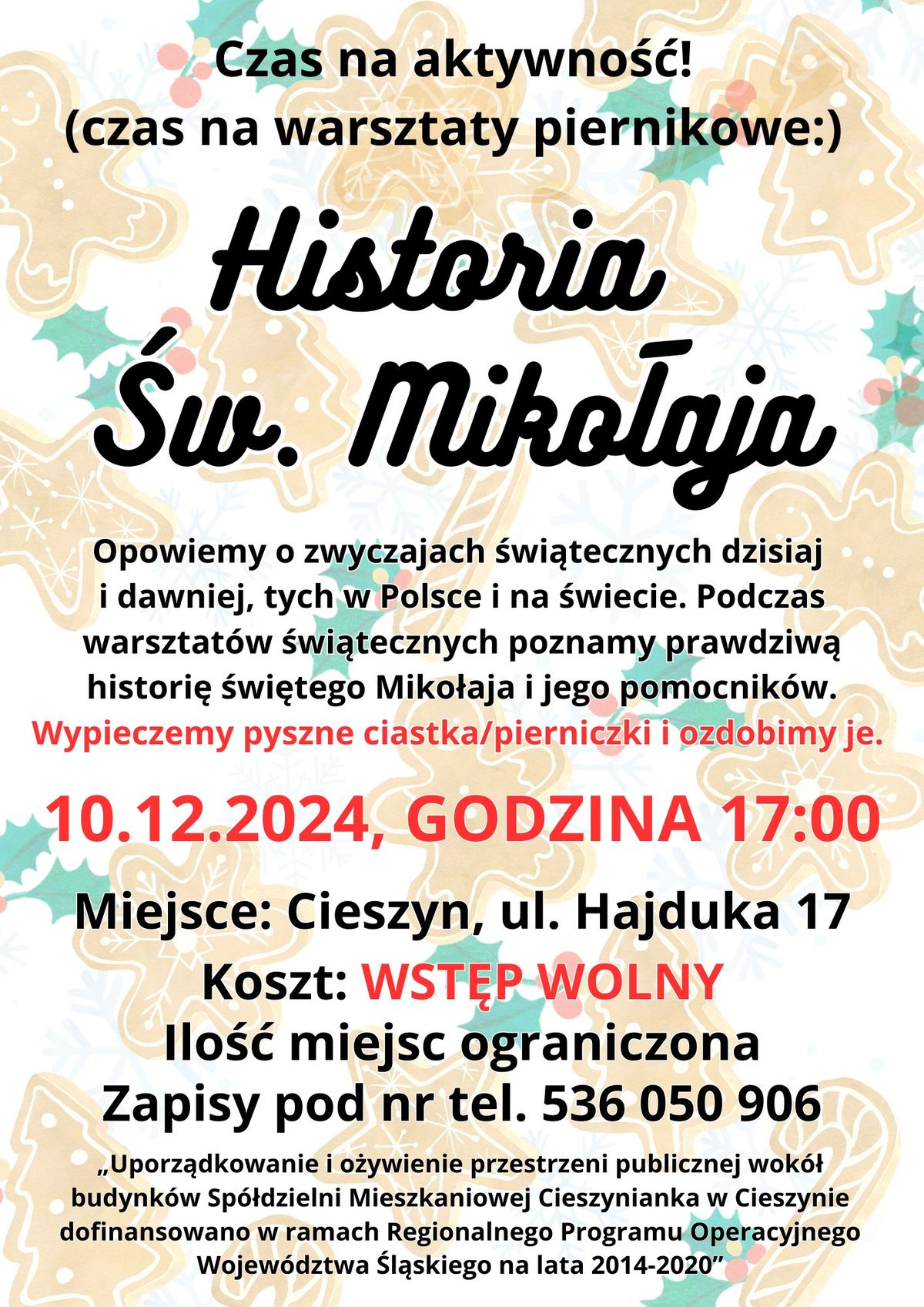 "Historia \u015bw. Miko\u0142aja" - warsztaty piernikowe i opowie\u015b\u0107 o \u015bw. Miko\u0142aju