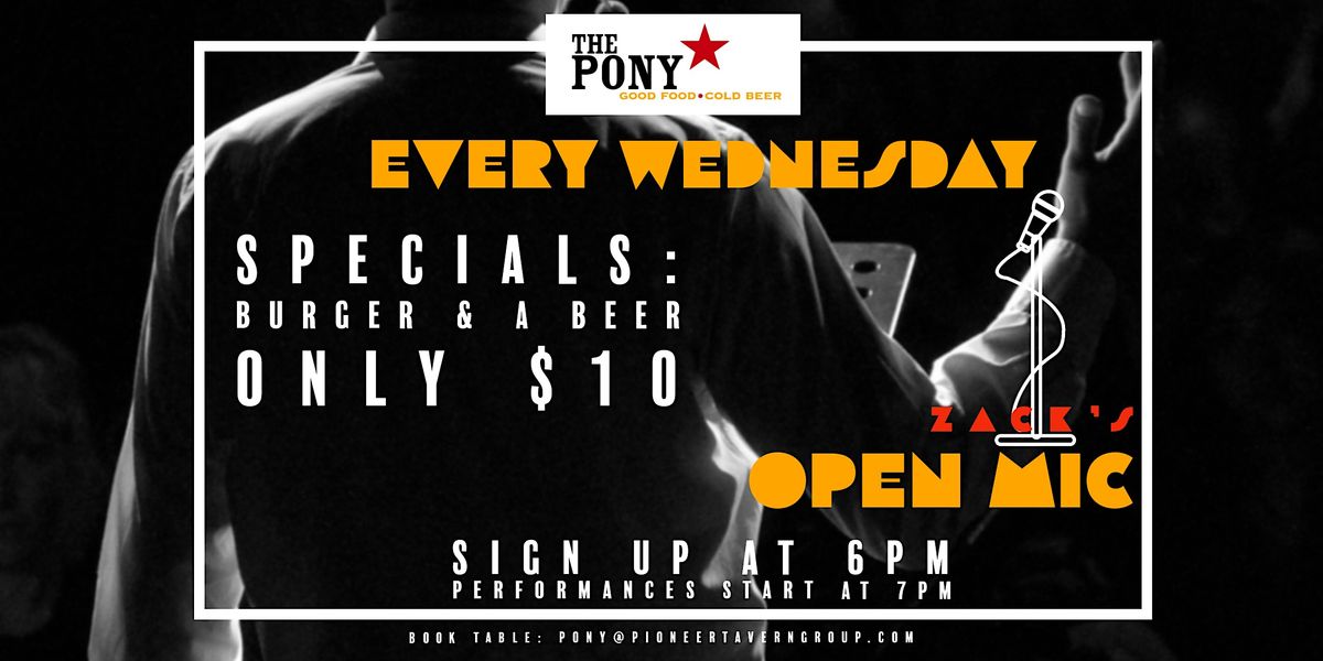 OPEN MIC WEDNESDAYS at THE PONY INN in LAKEVIEW