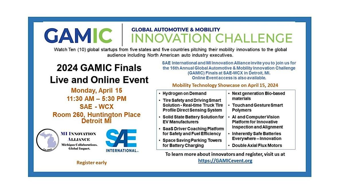 16th GLOBAL AUTOMOTIVE & MOBILITY INNOVATION CHALLENGE - FINALS - Onsite