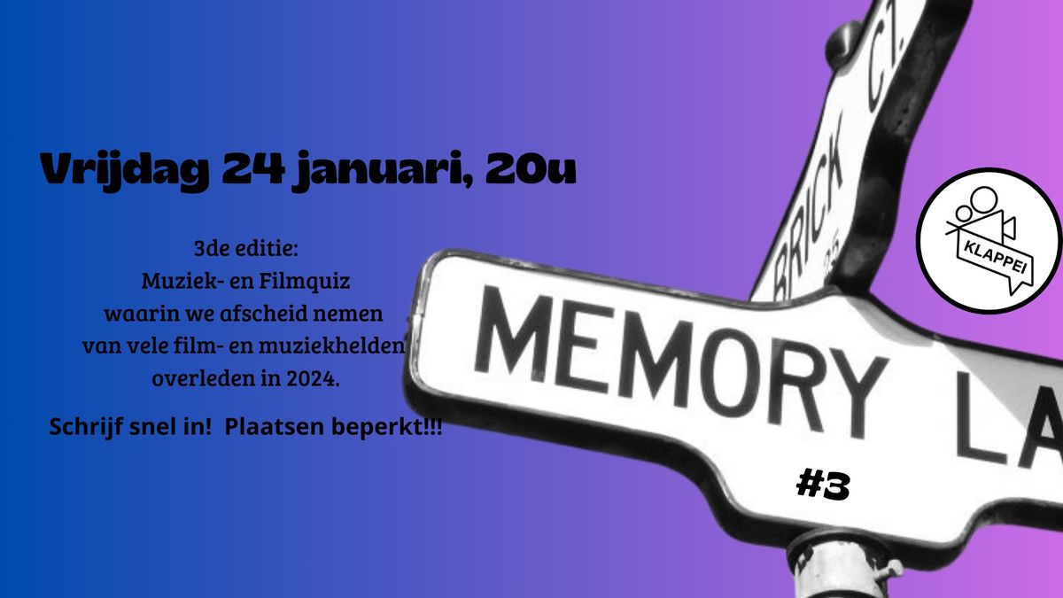 Memory Lane #3, film- en muziekquiz